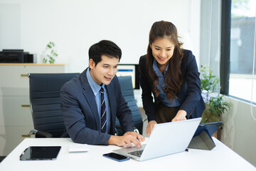 Portrait of success business people working together in office. Business teamwork startup concept