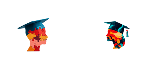 Graduation Silhouette with Puzzle and Brushstroke Design, cut out transparent