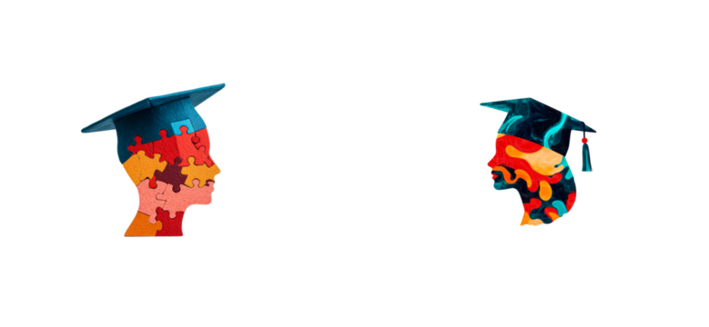 Graduation Silhouette with Puzzle and Brushstroke Design, cut out transparent