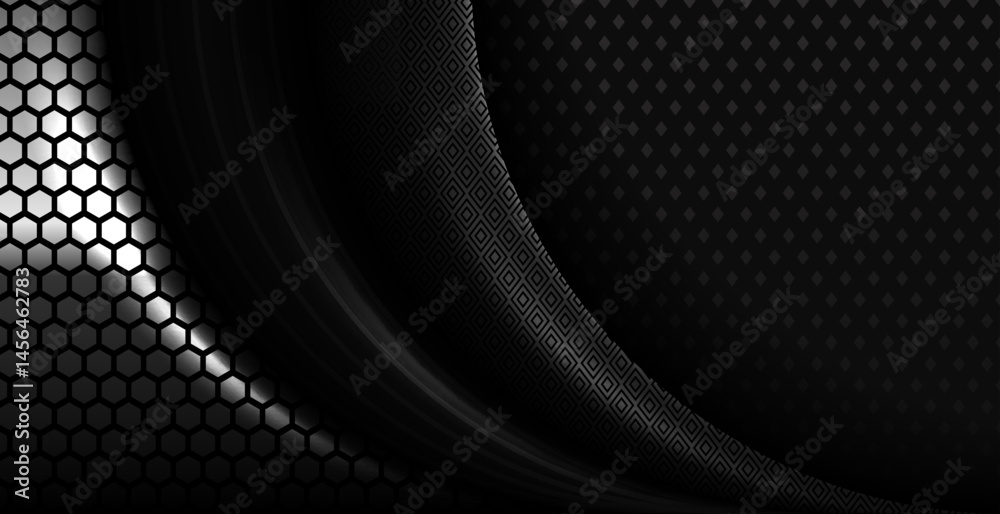 Poster abstract black geometry with hexagon design pattern background