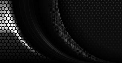 abstract black geometry with hexagon design pattern background