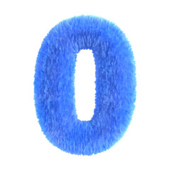 Number Zero in Blue Fur Style