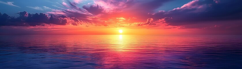 Obraz premium Vibrant sunset over the tranquil ocean