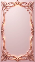 Ornate Rose Gold Frame on Pink Background