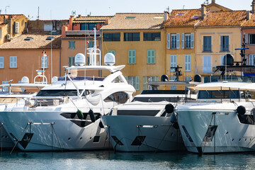 Yachts Parked in the Harbor of Saint Tropez on the French Riviera