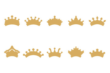 Simple Crown Silhouette Icon Set