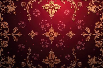 Intricate floral damask pattern in rich burgundy and gold , damask, repeating
