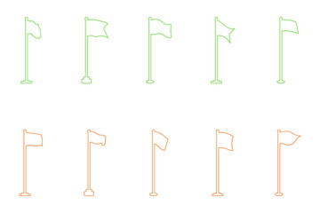 Flag on a Pole Outline Icon Set