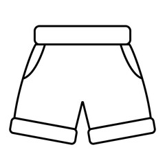 Single line insulated shorts. Silhouette cropped pants front view. Line icon belted clothes belted clothes in flat style. Vector illustration eps10.  Design of online sales design on marketplaces