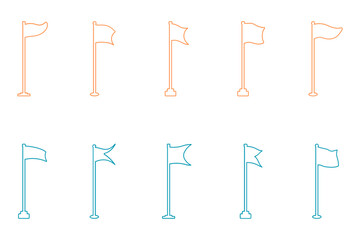 Flag on a Pole Outline Icon Set