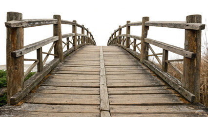 Obraz premium Vintage Wooden Bridge Clipart – No Background