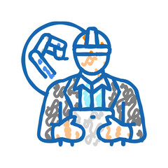 industrial engineer worker icon doodle illustration