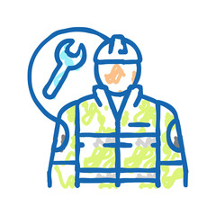 industrial engineer icon doodle illustration