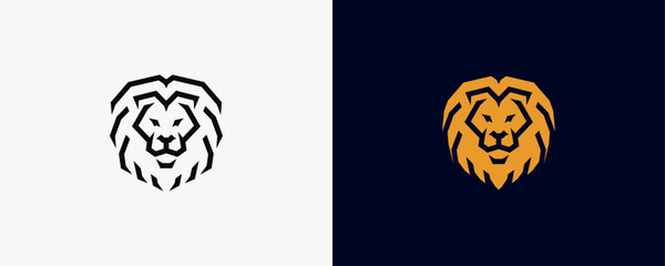 Geometric lion head, strong and modern logo design