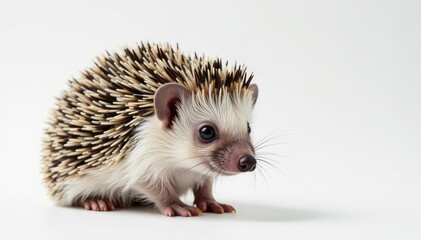 Obraz premium Close-up of a curled hedgehog on white backdrop, ball, adorable, wildlife