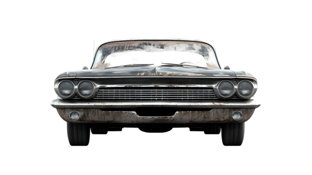 Classic Old Vintage Muscle Car Isolated on White Background for Professional Use