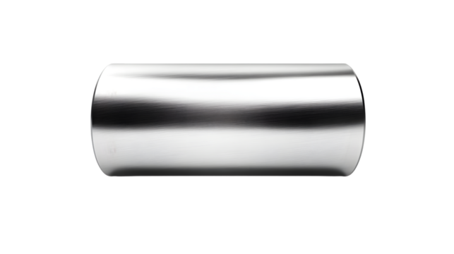 Shiny Metal Cylinder on White Background - Professional Isolated Object Photography