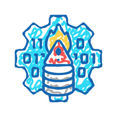technological crisis icon doodle illustration