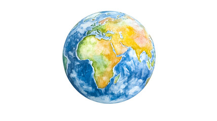 Fototapeta premium Detailed Watercolor Drawing of Earth with Continents and Oceans