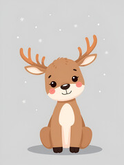 Cute reindeer vector illustration, Christmas baby reindeer vector art, reindeer clip art vector