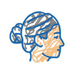 bun hairstyle female icon doodle illustration