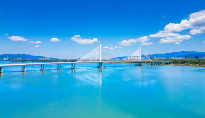 Urban environment of Fuyang Bridge, Fuyang District, Hangzhou, China