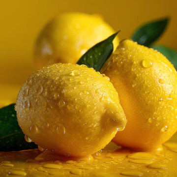 The background is full of fresh lemons