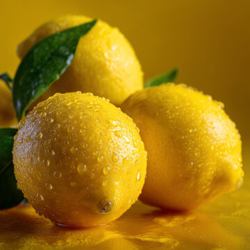 The background is full of fresh lemons