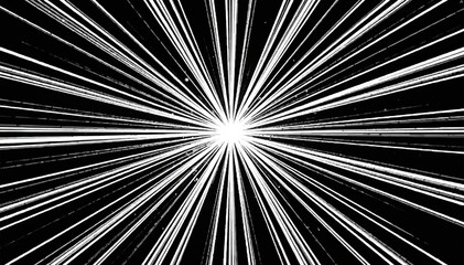 Obraz premium Symmetrical, radiating lines forming starburst pattern, monochrome, illusion, elegant