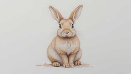 Obraz premium Adorable bunny illustration with fluffy fur, perfect for Easter and spring themed designs.