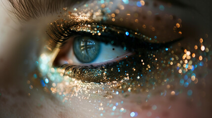 Galaxy-inspired makeup with stars and shimmer 