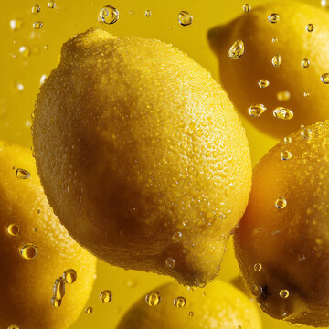 The background is full of fresh lemons