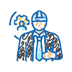 maintenance manager repair worker icon doodle illustration