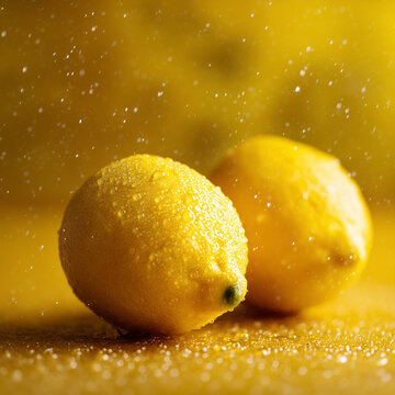 The background is full of fresh lemons