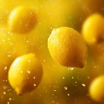 The background is full of fresh lemons