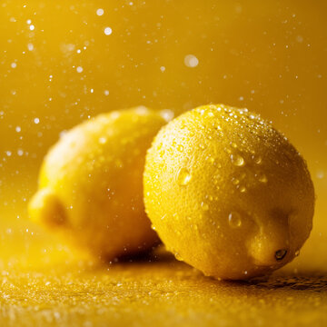 The background is full of fresh lemons