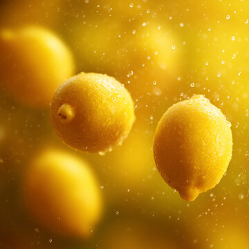 The background is full of fresh lemons