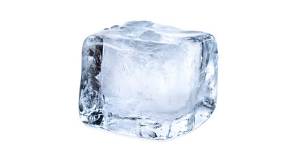 Crystal Clear Ice Cube on Pure White Background - Ideal for Commercial Use