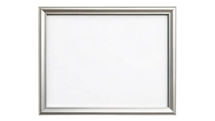 Fototapeta premium A blank, rectangular frame featuring a decorative silver border, designed to hold artwork or photographs.