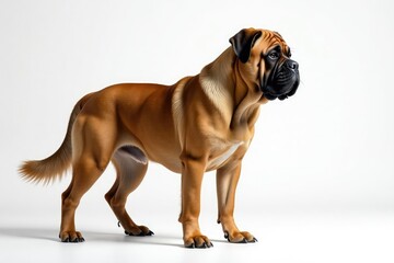 Obraz premium Majestic mastiff, powerful stance, white background, background, purebred, dog breed