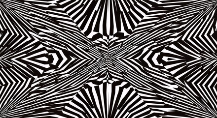 Abstract Black and White Kaleidoscopic Pattern: A Psychedelic Visual Experience