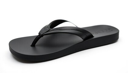 Single black flip-flop isolated on white background , flip-flop, photography, style