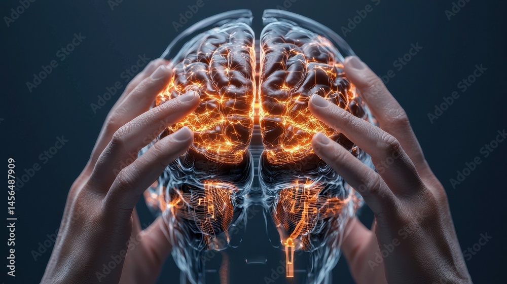 Poster a brain with a pair of hands on it