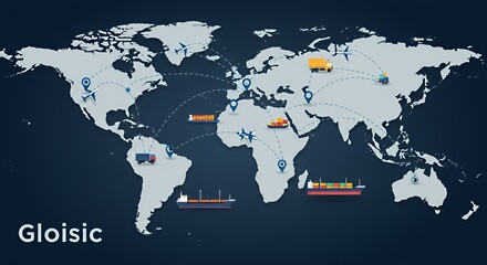 Naklejka premium Gloisic: Global Logistics and Transportation Network