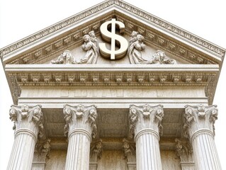 Obraz premium Classical Building Facade with Golden Dollar Sign