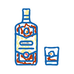 whiskey drink bottle icon doodle illustration
