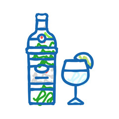 gin drink bottle icon doodle illustration