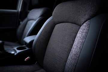Closeup View Of Sparkling Gray And Black Vehicle Seat Interior