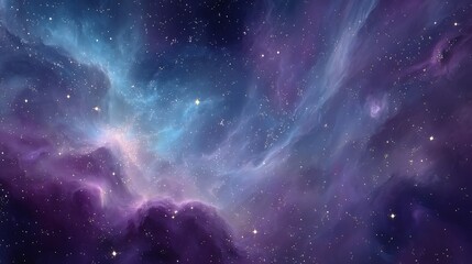 Fototapeta premium Vibrant cosmic nebula glows with purples and blues