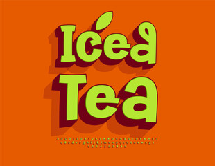 Naklejka premium Vector Ecologic sticker Iced Tea. Modern Playful Font. Handwritten 3D Alphabet Letters and Numbers set.